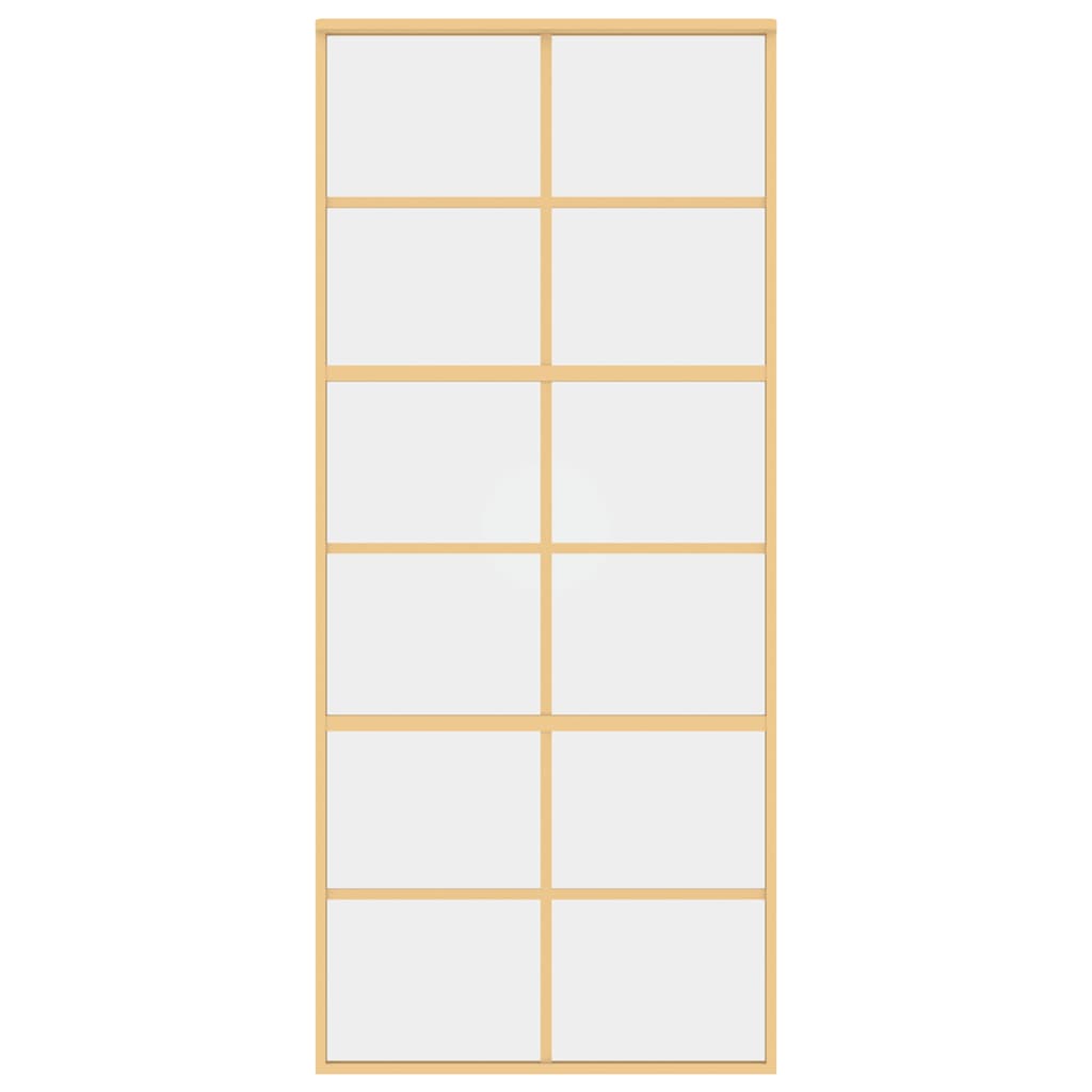 Skjutdörr guld 90x205 cm klart ESG-glas och aluminium