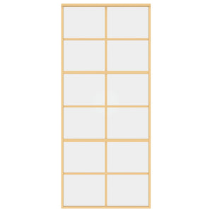 Skjutdörr guld 90x205 cm klart ESG-glas och aluminium