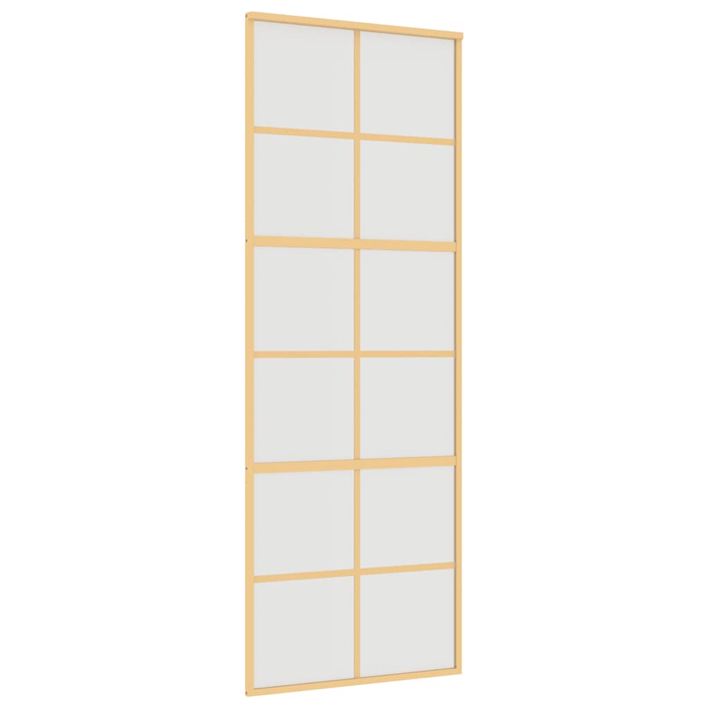 Skjutdörr guld 76x205 cm frostat ESG-glas och aluminium