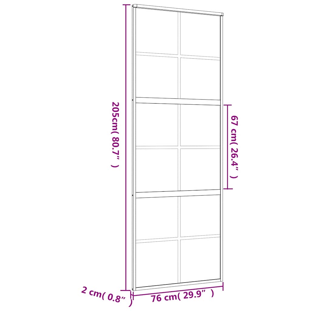 Skjutdörr guld 76x205 cm frostat ESG-glas och aluminium
