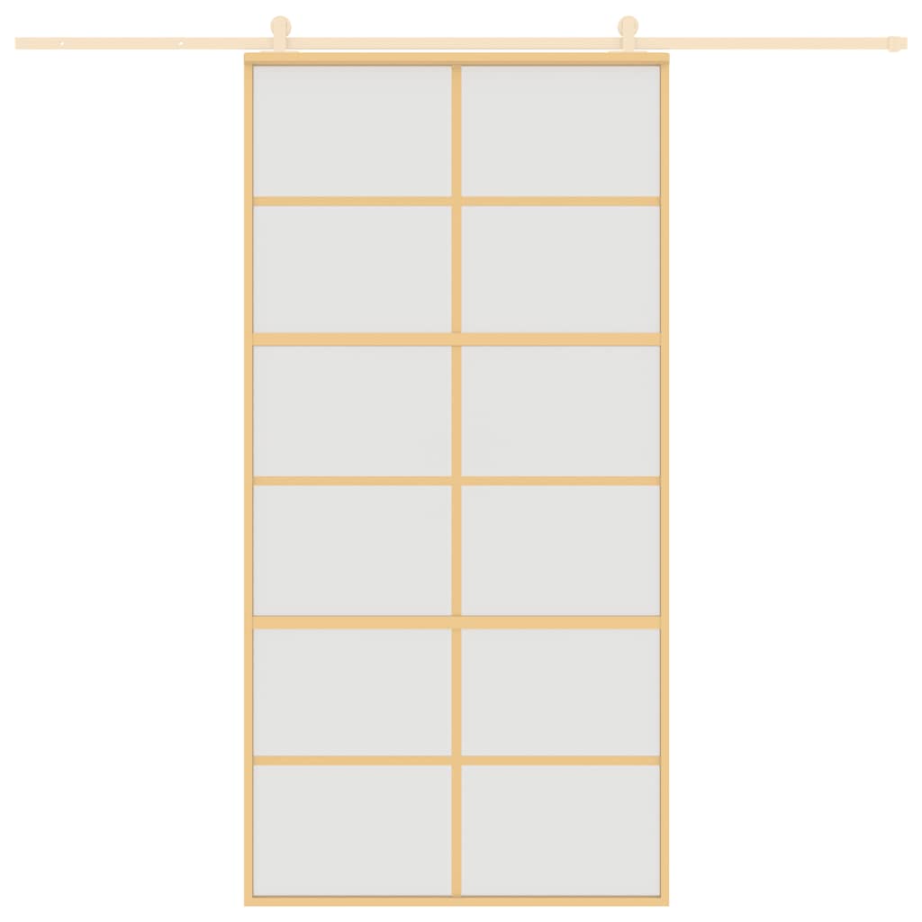 Skjutdörr guld 102,5x205 cm frostat ESG-glas och aluminium