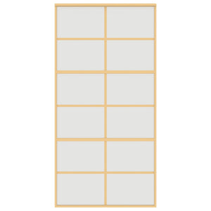 Skjutdörr guld 102,5x205 cm frostat ESG-glas och aluminium