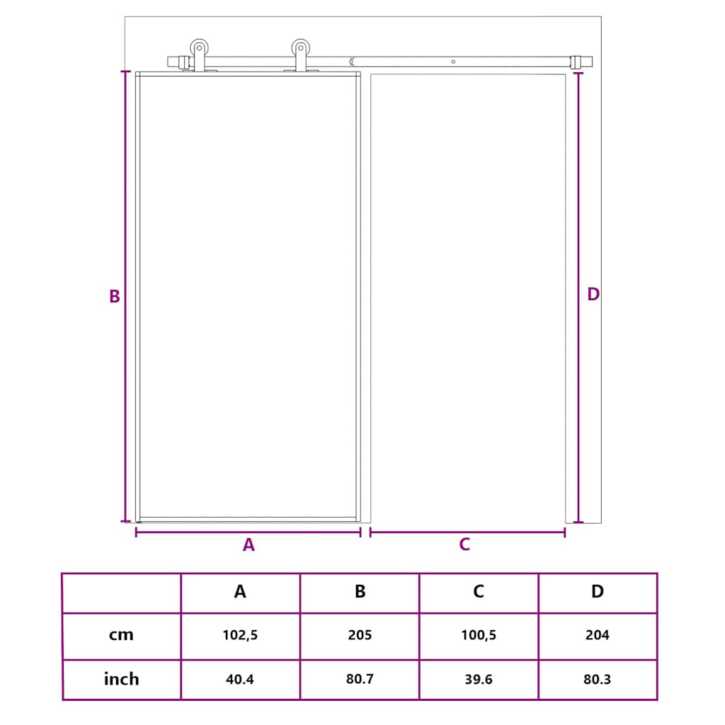 Skjutdörr guld 102,5x205 cm frostat ESG-glas och aluminium