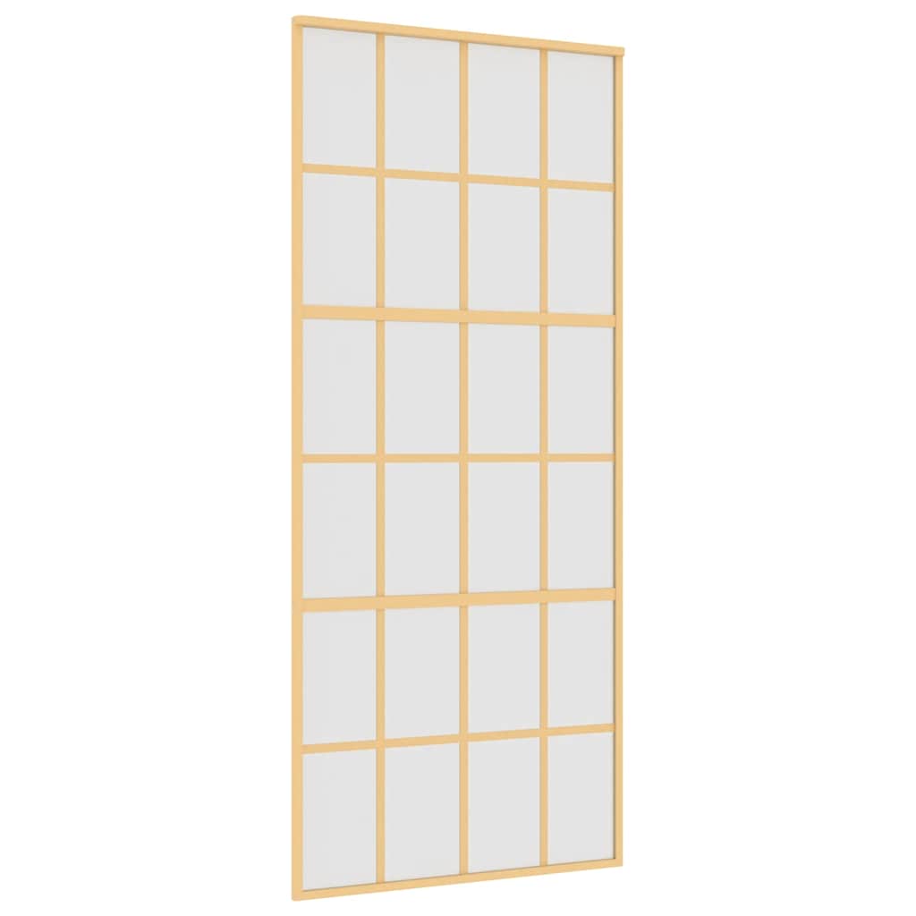 Skjutdörr guld 90x205 cm frostat ESG-glas och aluminium