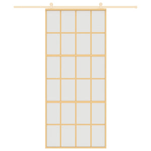 Skjutdörr guld 90x205 cm frostat ESG-glas och aluminium