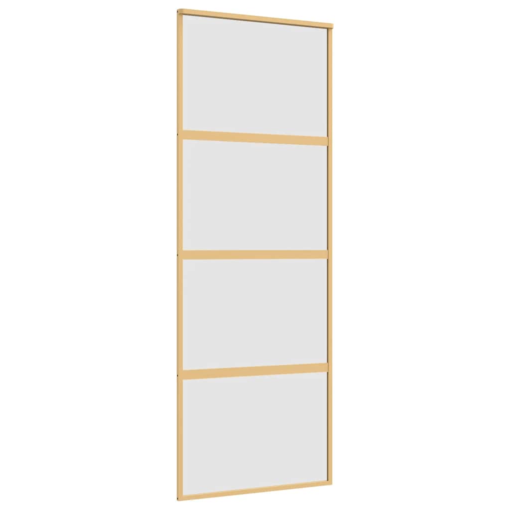 Skjutdörr guld 76x205 cm frostat ESG-glas och aluminium