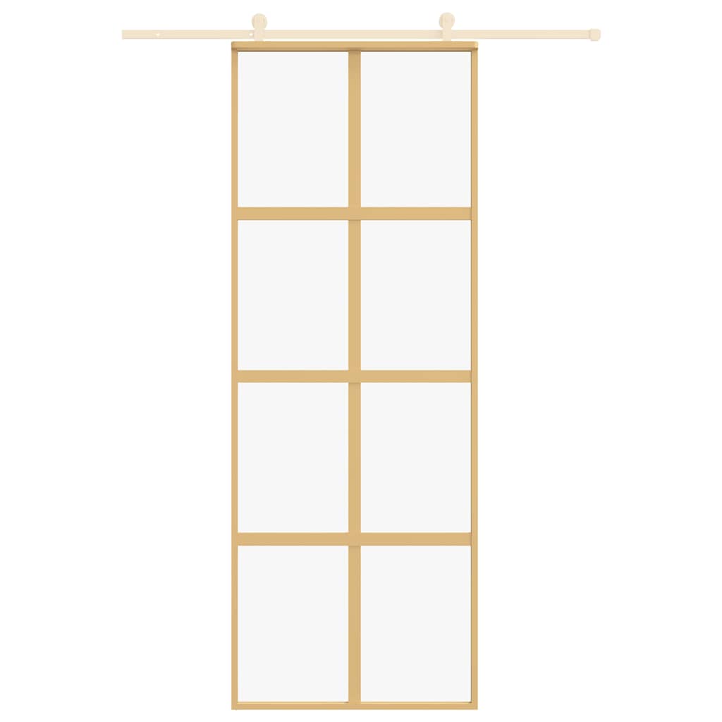 Skjutdörr guld 76x205 cm klart ESG-glas och aluminium