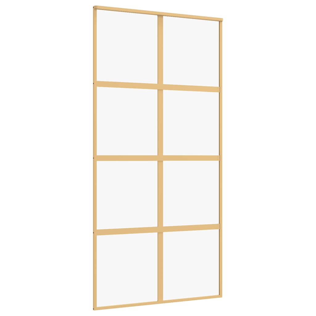 Skjutdörr guld 102,5x205 cm klart ESG-glas och aluminium