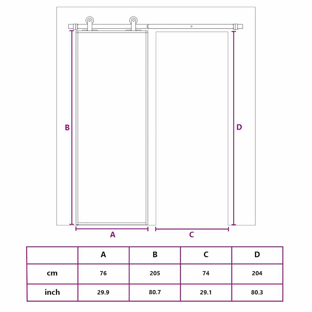 Skjutdörr guld 76x205 cm frostat ESG-glas och aluminium