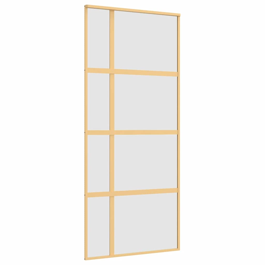Skjutdörr guld 90x205 cm frostat ESG-glas och aluminium