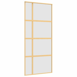 Skjutdörr guld 90x205 cm frostat ESG-glas och aluminium