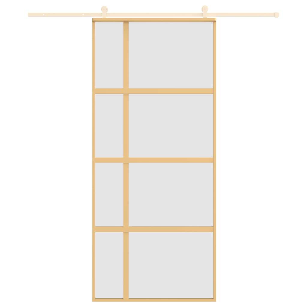Skjutdörr guld 90x205 cm frostat ESG-glas och aluminium