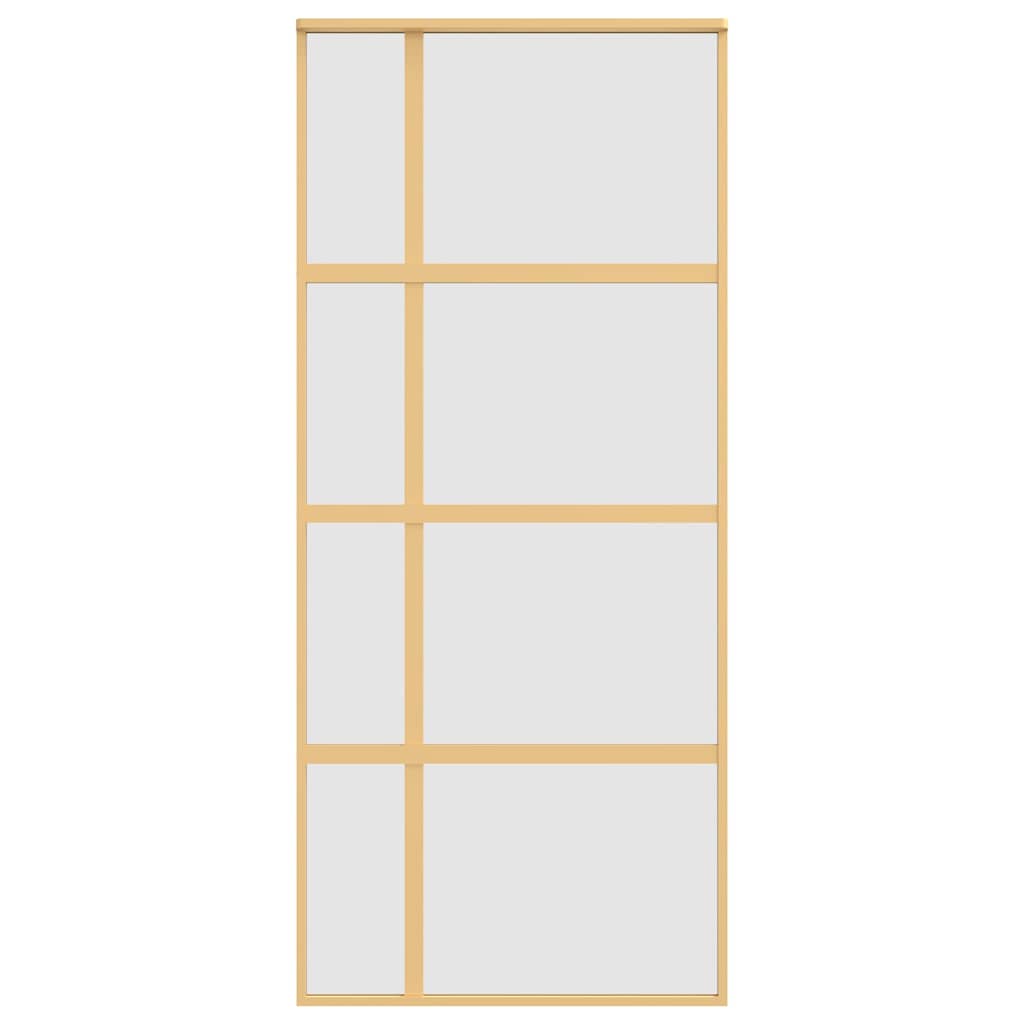 Skjutdörr guld 90x205 cm frostat ESG-glas och aluminium