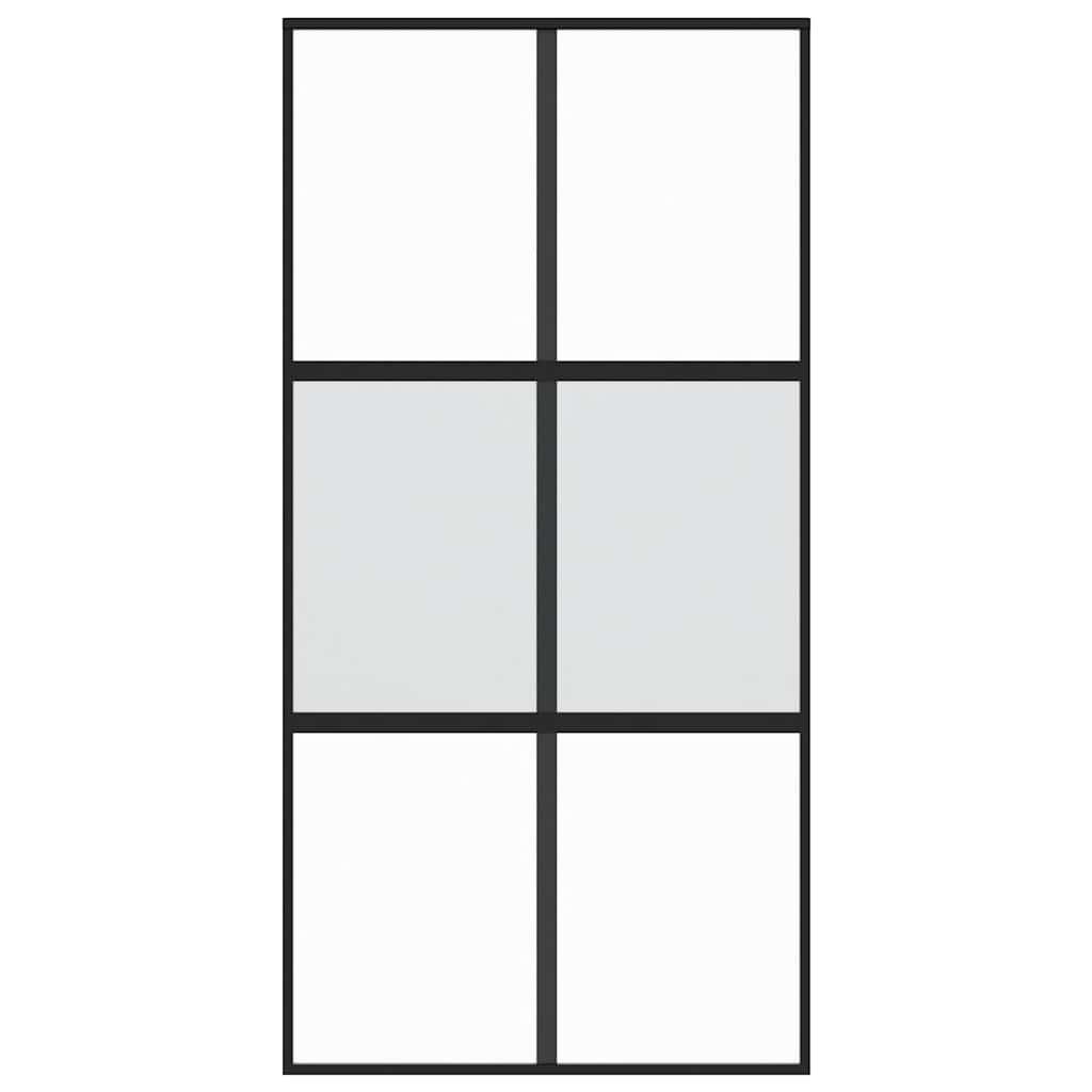 Skjutdörr svart 102,5x205 cm härdat glas och aluminium