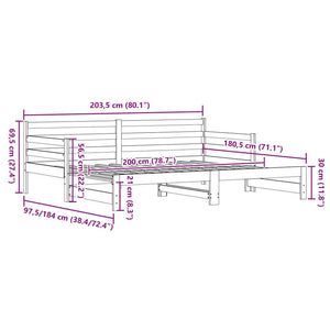 Dagbädd med extrasäng svart 90x200 cm massiv furu