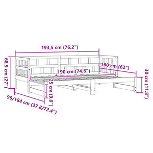 Dagbädd med extrasäng vit 90x190 cm massiv furu