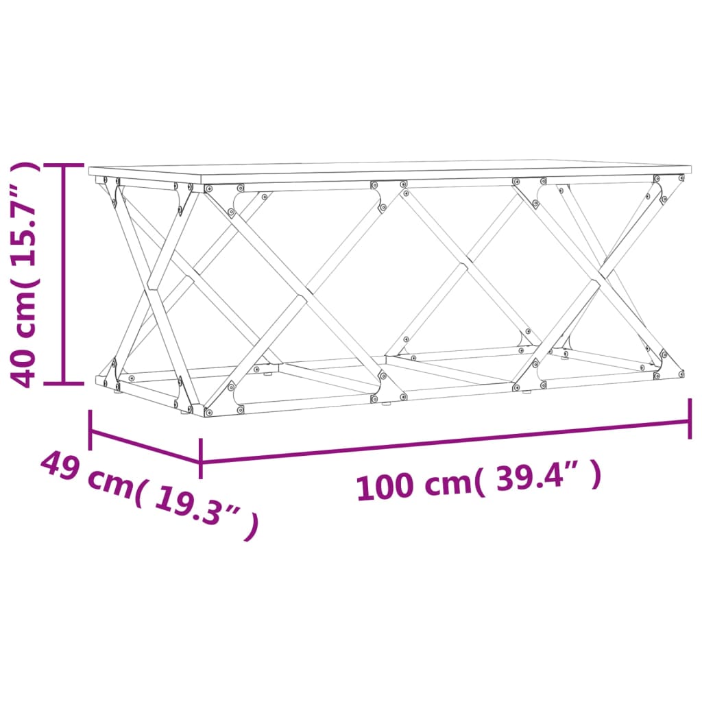Soffbord rökfärgad ek 100x49x40 cm konstruerat trä