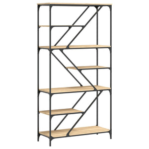 Bokhylla sonoma-ek 91x36x176 cm konstruerat trä och stål