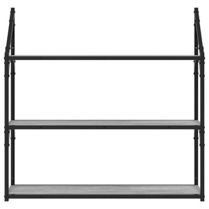 Vägghylla 3 hyllor grå sonoma 80x21x78,5 cm konstruerat trä