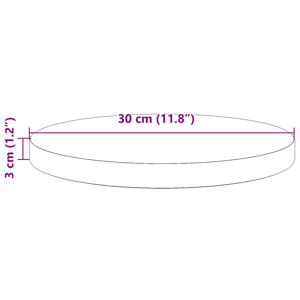 Bordsskiva vit Ø30x3 cm massiv furu