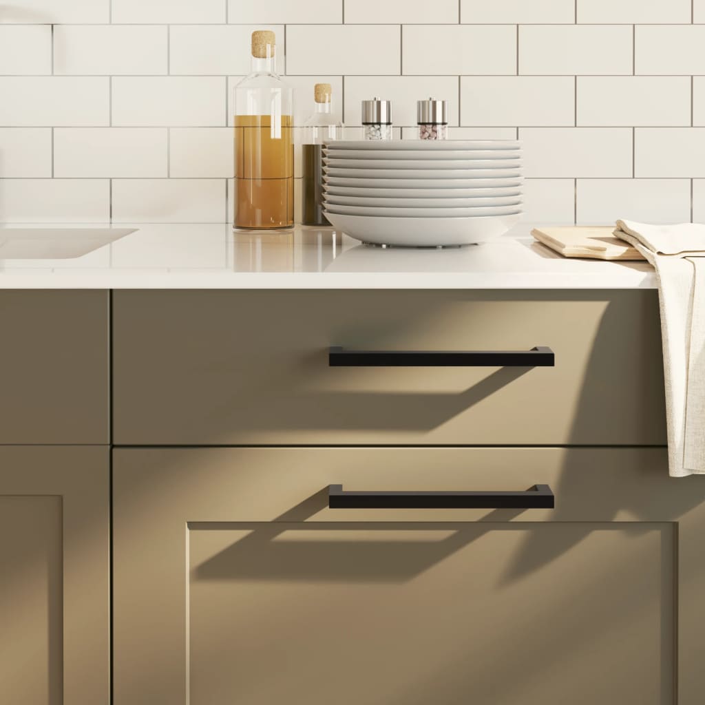 Skåphandtag 10 st svart 192 mm rostfritt stål