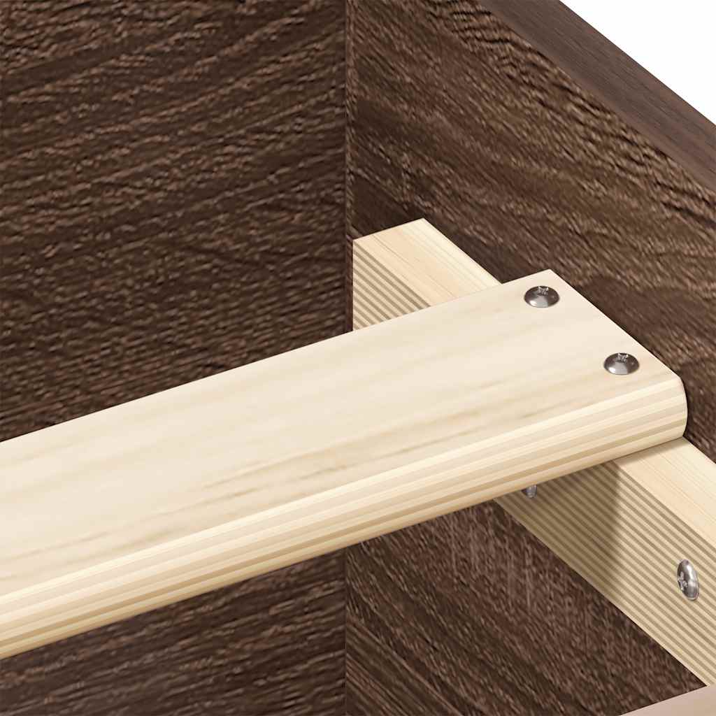 Sängram med huvudgavel och fotgavel brun ek 160x200 cm