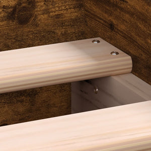 Sängram med huvudgavel och fotgavel rökfärgad ek 140x190 cm