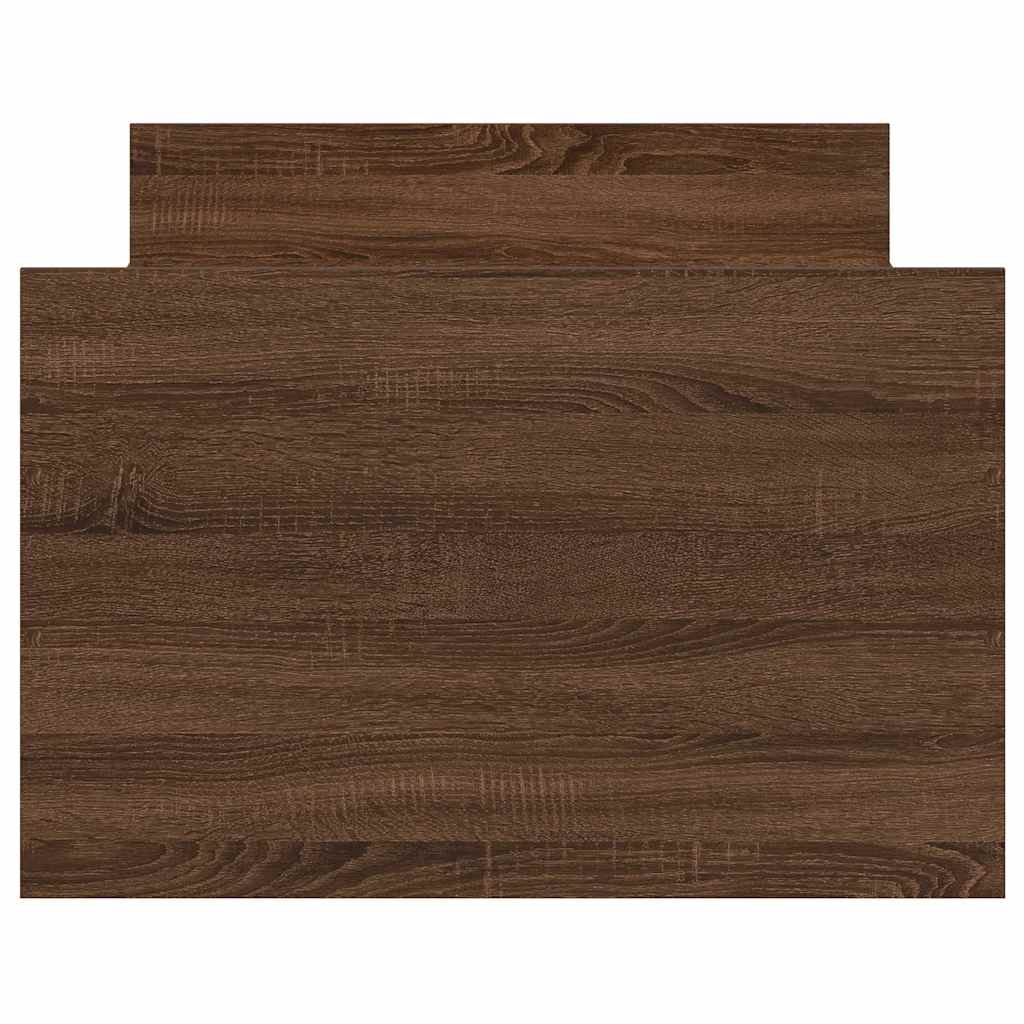 Sängram med huvudgavel och fotgavel brun ek 100x200 cm