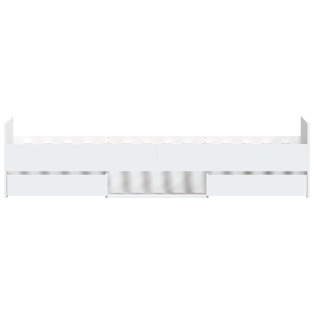 Sängram med huvudgavel och fotgavel vit 90x190 cm