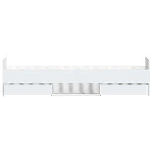 Sängram med huvudgavel och fotgavel vit 90x190 cm