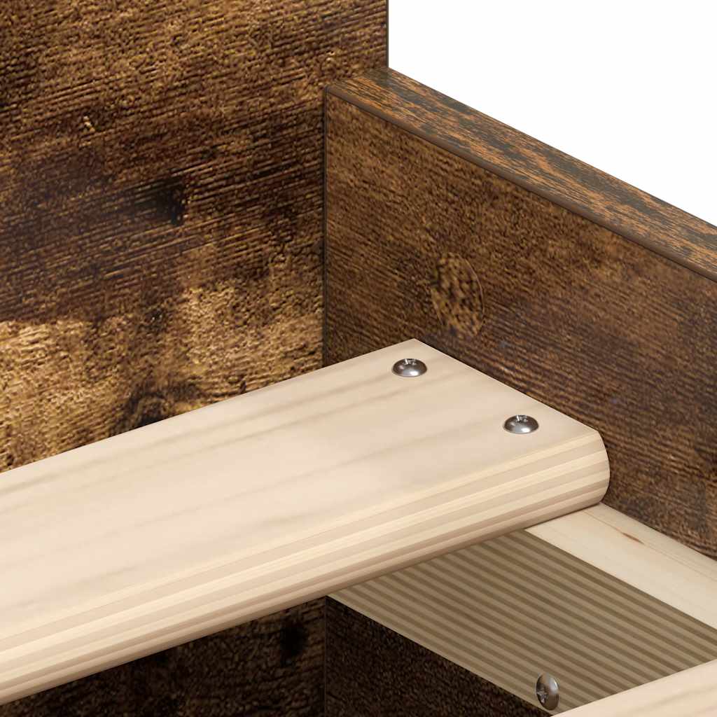 Sängram med huvudgavel och fotgavel rökfärgad ek 90x190 cm