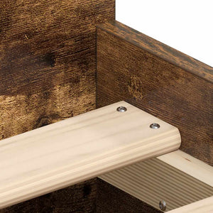 Sängram med huvudgavel och fotgavel rökfärgad ek 90x190 cm