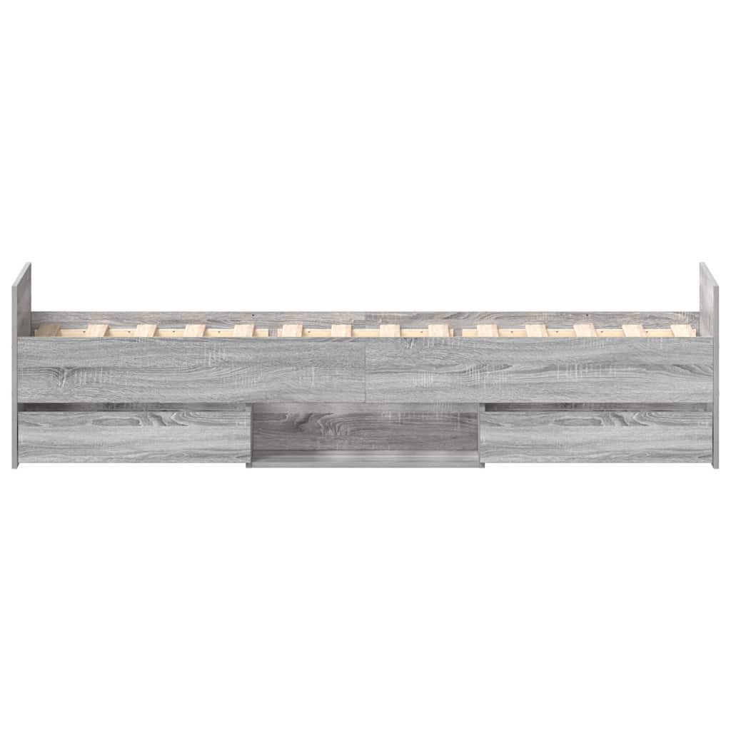 Sängram med huvudgavel och fotgavel grå sonoma 75x190 cm