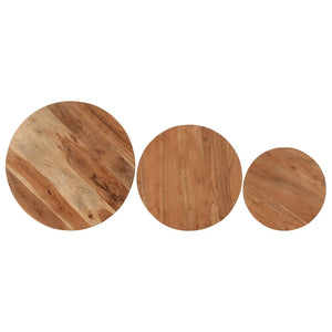 Satsbord 3 st massivt akaciaträ och järn