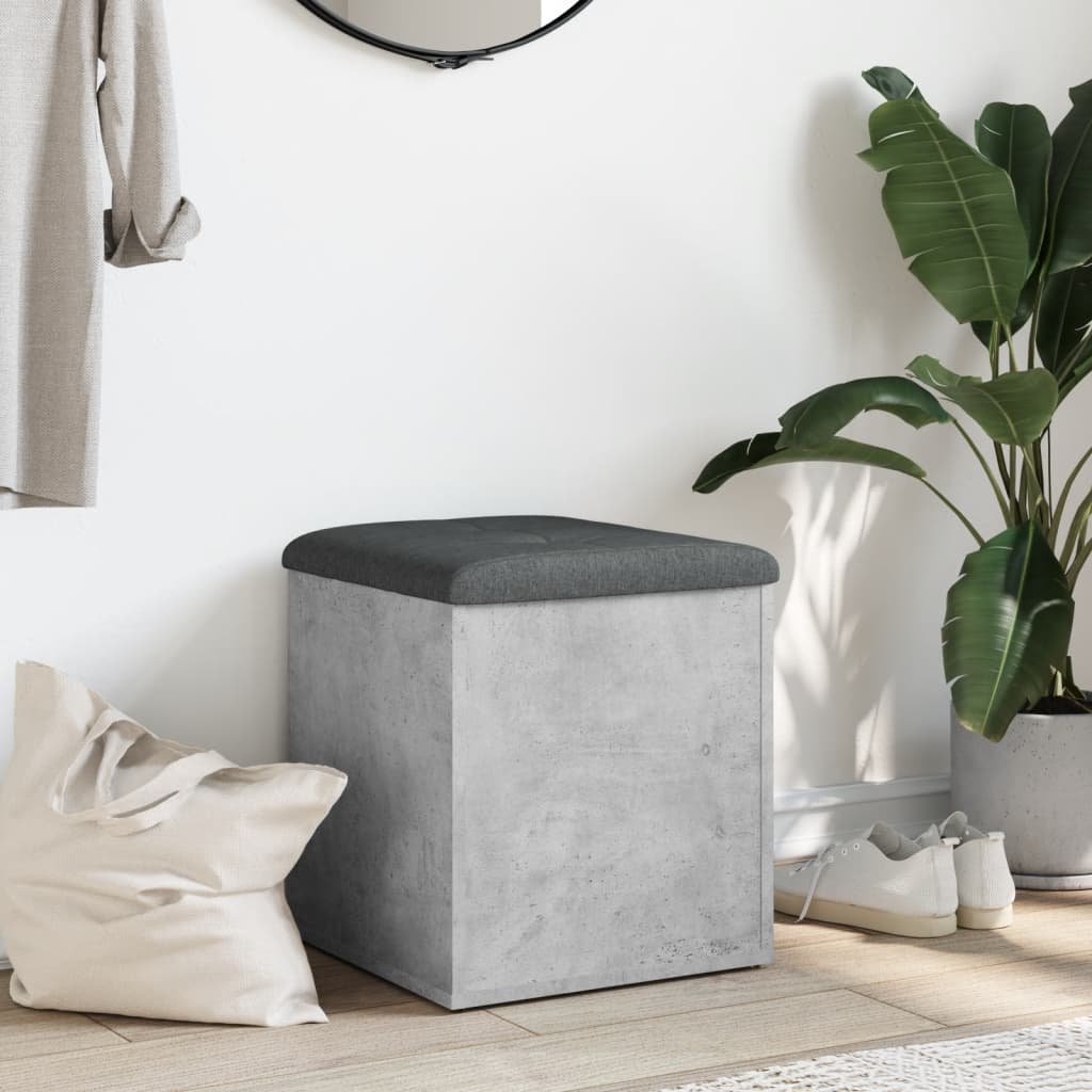 Förvaringsbänk betonggrå 42x42x45 cm konstruerat trä
