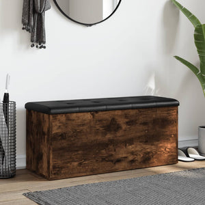 Förvaringsbänk rökfärgad ek 102x42x45 cm konstruerat trä