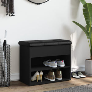 Skobänk svart 62x32x50 cm konstruerat trä