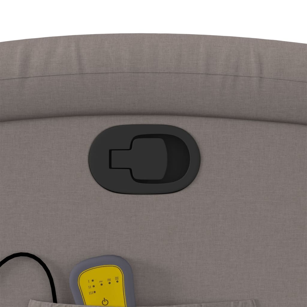 Massagefåtölj med uppresningshjälp taupe tyg