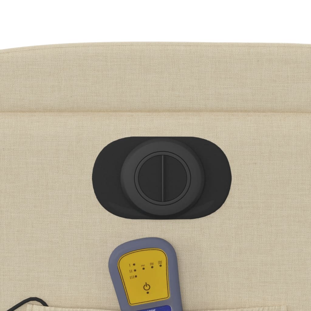 Elektrisk massagefåtölj gräddvit tyg