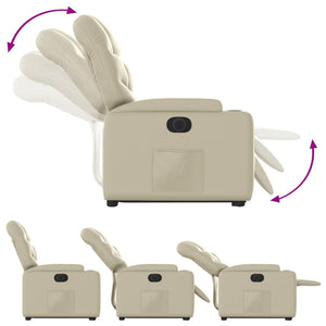 Reclinerfåtölj med uppresningshjälp gräddvit konstläder