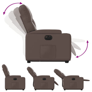 Reclinerfåtölj med uppresningshjälp brun konstläder
