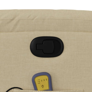 Massagefåtölj med uppresningshjälp gräddvit tyg