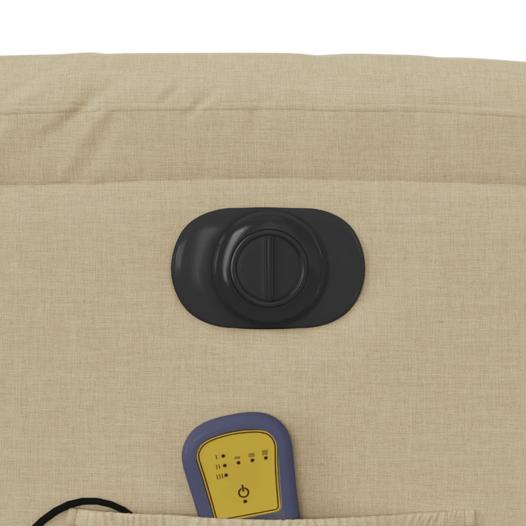 Elektrisk massagefåtölj med uppresningshjälp gräddvit tyg