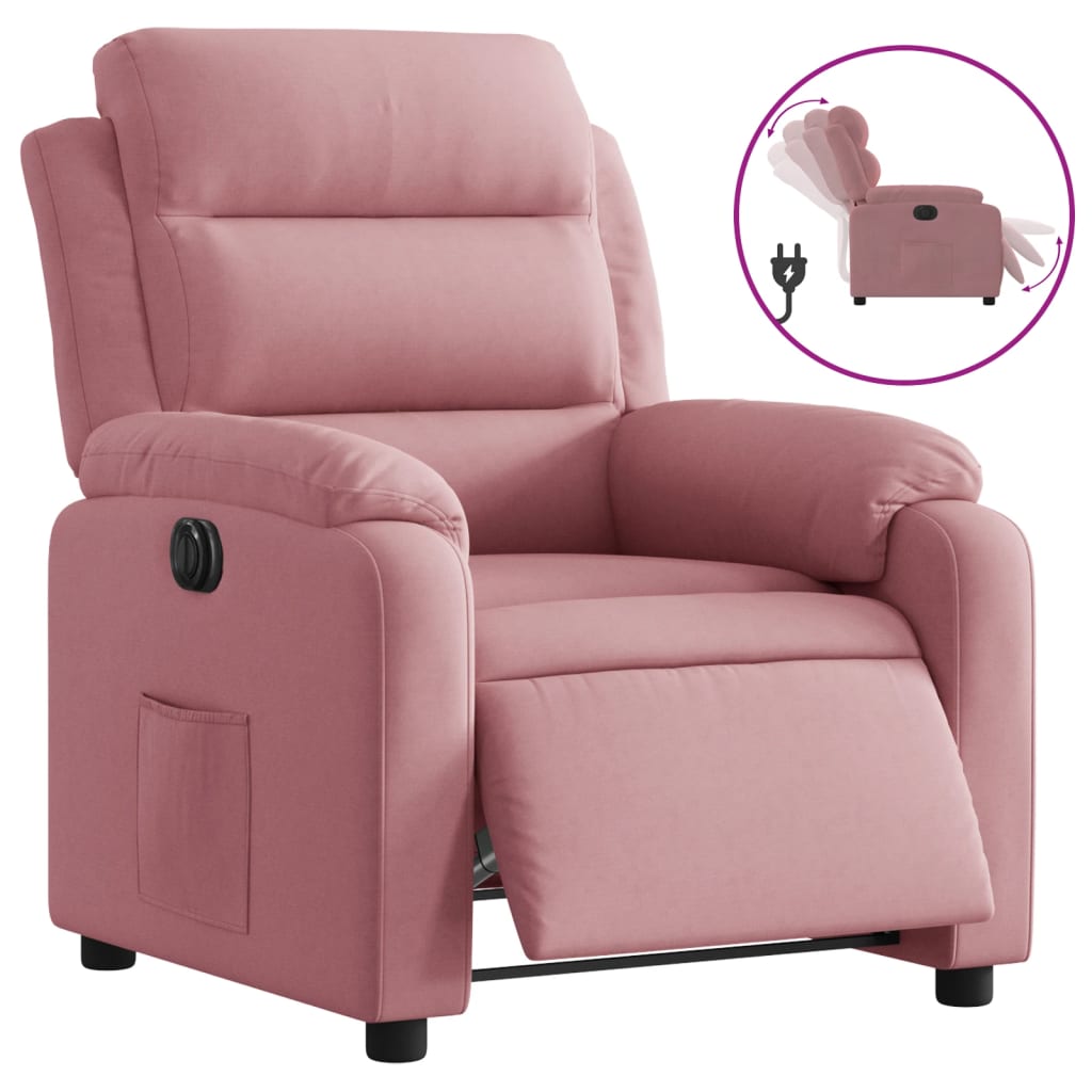 Elektrisk reclinerfåtölj rosa sammet