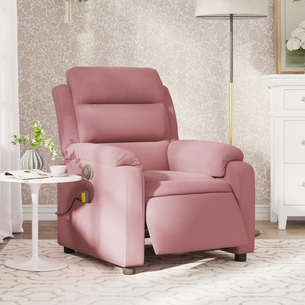 Elektrisk massagefåtölj rosa sammet