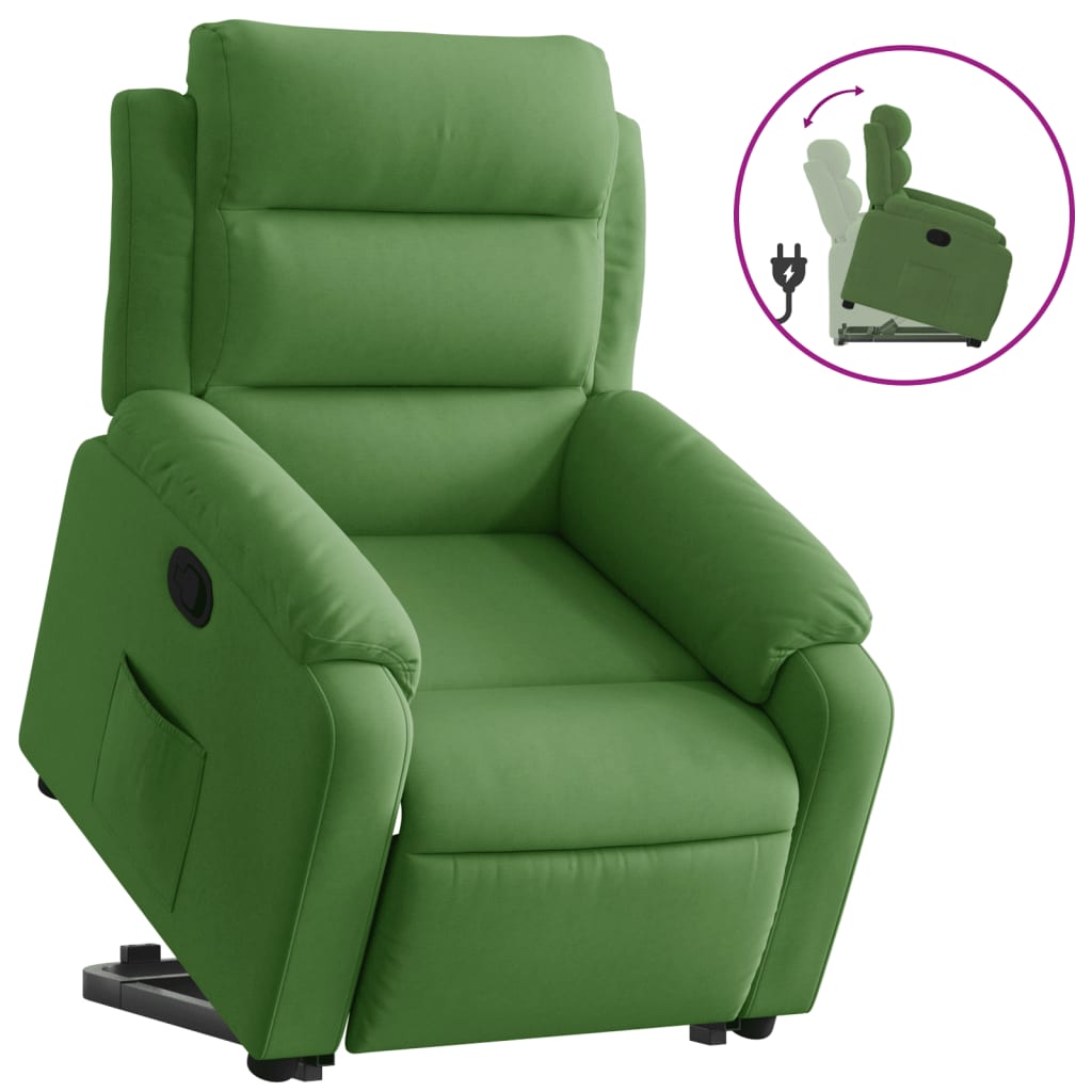 Reclinerfåtölj med uppresningshjälp ljusgrön sammet