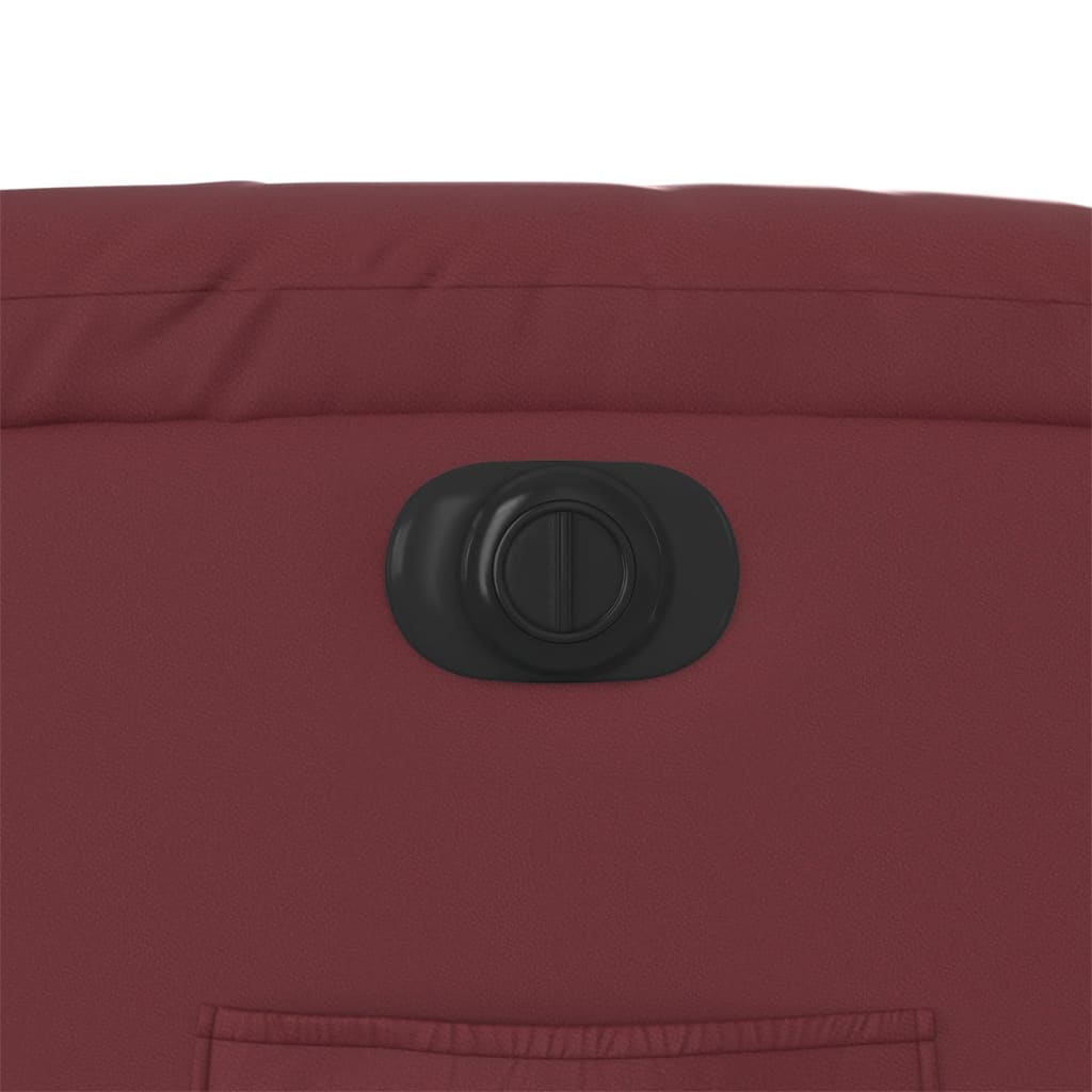 Elektrisk reclinerfåtölj vinröd konstläder