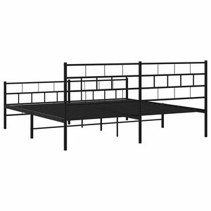 Sängram med huvudgavel och fotgavel svart metall 193x203 cm