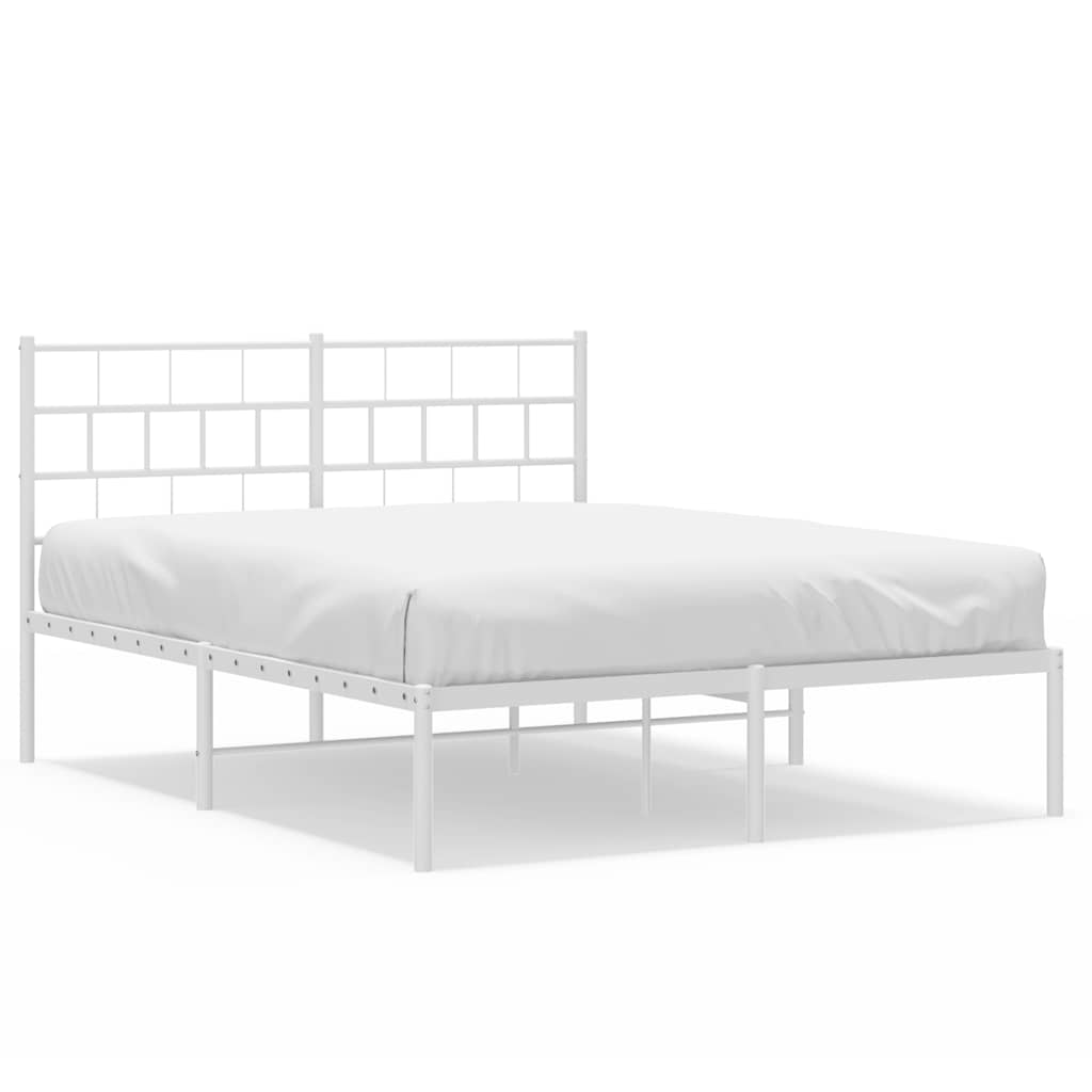 Sängram med huvudgavel metall vit 135x190 cm