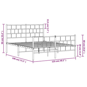 Sängram med huvudgavel och fotgavel vit metall 120x190 cm